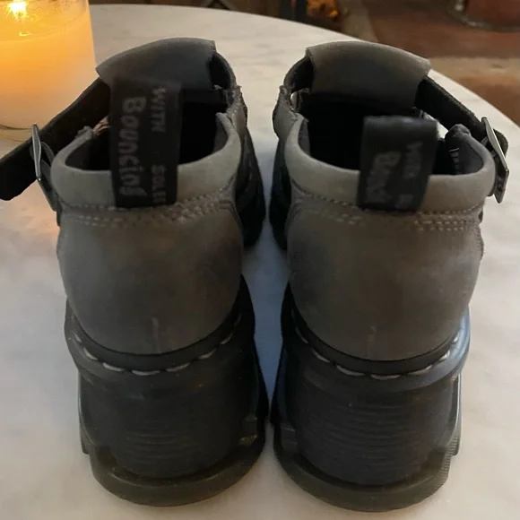 Doc Martins Waxy Suede platform Chunky Gray Loafers with Buckle size 9 - Picture 5 of 7